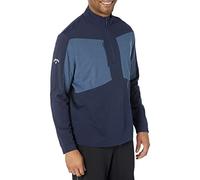 Callaway Men's Aquapel 1/2 Zip Mixed Media Base Layer Golf Shirt, Peacoat, Medium