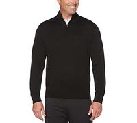 Callaway Men's Long Sleeve 1/4 Zip Mock Merino Sweater, Black Onyx, Medium