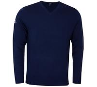 (M, Peacoat Navy) Callaway Mens Ribbed V Neck Merino Sweater