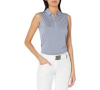 Callaway Womens Quarter Zip Heather Sleeveless Golf Polo, Moisture-Wicking, Sun Protection, Stretch Shoulder Seams, Blue Indigo HTR, XS