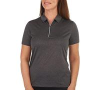 Callaway Women's Quarter Zip Short Sleeve Golf Polo Shirt, Black Heather, XL