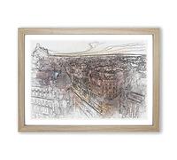 Calle Gran Via in Madrid Spain in Abstract Framed Print | A2 Oak Framed Wall Art | Ready to Hang | Abstract Fantasy Picture | Living Room Bedroom Lounge Office