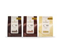 Callebaut 3 x 2.5kg Bundle - Finest Belgian Dark, Milk & White Chocolate Couverture (Callets)