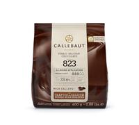 Callebaut 823 Premium Milk Chocolate Callets - 400g Bag - 33.6% Cocoa - Belgian Couverture Chocolate for Baking, Moulding & Melting