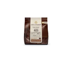 Callebaut 823 Premium Milk Chocolate Callets - 400g Bag - 33.6% Cocoa - Belgian Couverture Chocolate for Baking, Moulding & Melting