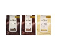 Callebaut, Dark, Milk & White chocolate chips (3 x 2.5kg Bundle)