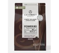 Callebaut Power Dark Chocolate Callets - 80% Cocoa - 2.5 kg Bag - Premium Belgian Couverture “Power 80” for Baking, Ganache & Moulding