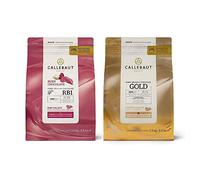 Callebaut - Ruby and Gold 2 x 2.5kg Bundle - Finest Belgian Ruby RB1 and Caramel Gold Chocolate Couverture (Callets)