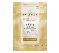 Callebaut W2 Premium Belgian White Chocolate Callets 28% - W2 Recipe - 1 kg Bag - Smooth Melting Couverture for Baking, Moulding & Enrobing
