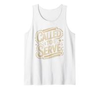 Called to Serve Vintage Distressed Text Design Tank Top