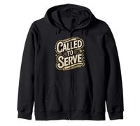 Called to Serve Vintage Distressed Text Design Zip Hoodie