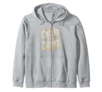 Called to Serve Vintage Distressed Text Design Zip Hoodie
