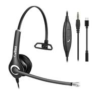 Callez 3.5mm Jack Computer Headset with Microphone Noise Cancelling, USB-C Wired Headphone for Laptop PC Samsung iPhone Mobile Phone Tablet Chromebook Teams Zoom Home Office Business, Clear Chat