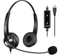 Callez 5 Pack USB Headset with Microphone Noise Cancelling & Audio Controls, Stereo PC Headphone for Laptop Computer Zoom Skype Business Call Center Office, Clearer Voice, Super Light, Ultra Comfort