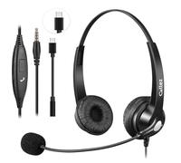 Callez Laptop Headset with Microphone Noise Cancelling, 3.5mm/USB-C Wired Headphone for Mobile Phone PC Computer iPhone Samsung Mac Teams Zoom Office Business Work Home Call Center, In-line Controls