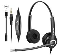 Callez USB Headset with ENC Dual Noise Cancelling Microphone for Computer PC, Laptop Headphone with MS Teams Call Button for Teams Office Home Work Zoom Skype Call Center Business - Black
