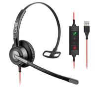 Callez USB Headset with Microphone & Audio Controls ENC Dual Mic Noise Cancelling Wired Computer Headphones for Teams Zoom Video Call Business Office Home Working Crystal Clear