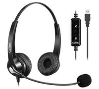 USB Headset with Microphone Noise Cancelling & Audio Controls, Stereo PC Headphone for Business Skype UC Lync Softphone Call Center Office Computer, Clearer Voice, Super Light, Ultra Comfort