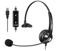 Callez USB Headset with Microphone Noise Cancelling & Audio Controls, Wideband PC Headphone for Business UC Skype Lync Softphone Call Center Office Computer, Clearer Voice, Super Light, Ultra Comfort