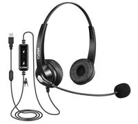 Callez USB Headset with Microphone Noise Cancelling for PC Laptop, Wired Computer Headphone for Teams Zoom Meeting Office Work Business Call Center, In-line Control, Clear Chat
