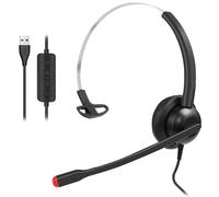 Callez USB Headset with Microphone Noise Cancelling, Monaural Computer Headset with Volume Control & Mute, Lightweight Wired Office Headphones for PC Laptop Zoom Teams Skype Call Center Business Home