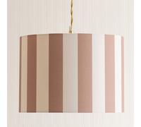 Large Striped Fabric Drum Shade Natural