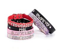 callie Custom Name Choker Collar for Women, Personalized Adjustable Leather Collar Necklace with Rhinestone Letters Heart Crown Charm, Cosplay Valentine's Day Gifts for Women