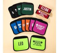 callie Medical ID on Seatbelt Covers -Autism Seatbelt Cover for Kid in Car Seats, Custom Set of 2 Multicolor Emergency Alert Carseat Straps with Name and Text Set, Gift for Allergy Autism Kids Family