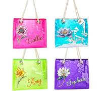 CALLIE Personalised Birth Flower Clear Tote Bag for Women, Custom Transparent Beach Bag with Name, Trip Travel Beach Party Accessories, Mother's Day Birthday Summer Vacation Gift for Family Friend