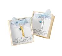 CALLIE Personalised Blue Crystal Bridal Bouquet Charm for Bride, Custom Engrave Name Date Wedding Charm with Card, 0.6cm × 3cm, Something Blue for Bride, Wedding Gift for Family Friend