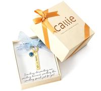 CALLIE Personalised Bridal Bouquet Charm for Bride | Custom Engraved Metal Crystal Wedding Accessory | Wedding Something Blue Gift for Bride