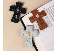 CALLIE Personalised Magnetic Cross Bookmarks with Name, Birth Flower PU Leather Page Markers Book Marks Clip for Women Men, Custom Birthday Readings Gift for Book Lovers Readers Bookworms
