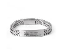 CALLIE Personalised Medic Alert Bracelets for Men | Custom Text SOS Bracelet ID Wristband | 3 Colours and 3 Length Options | Gift for Epilepsy Diabetes Patient