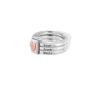 CALLIE Personalised Sterling Silver Heart Stacking Ring 2-5 Names | Mother's Day Birthday Gift for Mom Grandma