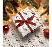 callie Personalized Christmas Wrapping Paper - Custom Name & Initial, Santa Hat Word Cloud Design Christmas Gift Wrap Paper, Xmas Holiday Party Gifts for Family Friends (16.54"×11.69")