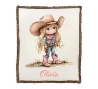 callie Personalized Cowgirl Blanket - Custom Name & 20 Pattern, Soft Tassel Western Cowboy Throw Blanket for Bed Couch Home Decor, Birthday for Cowboy Lovers