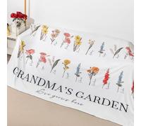 callie Personalized Grandma's Garden Blanket, Custom Birth Flowers Soft Lightweight Flannel Throw Blankets with Family Name, Birthday Gifts for Grandmother Mom