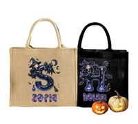 callie Personalized Halloween Tote Bag - Custom Name & Initial, Cute Cartoon Witch Reusable Shopping Grocery Goodie Bag for Trick or Treat, Halloween Party Gifts for Family Friends