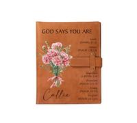 callie Personalized Inspirational Bible Study Journal for Women, God Says You Are Christian Notebooks for Note Taking, A5 Leather Birth Flower Prayer Notebook Affirmations Gifts