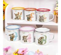 callie Personalized Kids Easter Mug 12oz, Custom Initial Name Bunny Enamel Cup, Rabbit Gifts for Boys Girls Family