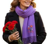 callie Personalized Winter Scarf - Custom BirthFlower & Name, Warm Womens Pashmina Shawls and Wraps, Gifts for Women & Men, Style4-delicate Birthflower, Large