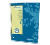 Calligraphe 17427C Set of 5 Forever Blue Spiral Notebooks - A4+ 22.5x29.7 cm - 160 Small Square Pages with Margin - 100% Recycled Paper 70 g - Recycled Cover