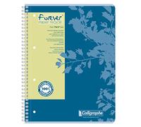 Calligraphe 17428C Set of 5 Forever Blue Spiral Notebooks - A4+ 22.5x29.7 cm - 160 Lined Pages with Margin - 100% Recycled Paper 70 g - Recycled Card Cover