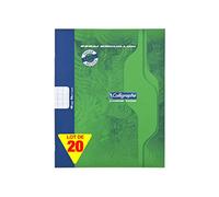 Calligraphe 2148C Set of 20 Green Stapled Rough Books (a Clairefontaine Brand) - 17x22 cm - 48 Seyes Ruled Pages - 56 g 100% Recycled Paper - Offset Card Cover