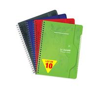 Calligraphe 257C Set of 10 Spiral Indexes (a Clairefontaine Brand) - 17x22 cm - 180 Small Squares Pages - 70 g White Paper - Varnished Recycled Card Cover - Random Colours