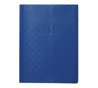 Calligraphe 71302C Blue Madras Grain Notebook Cover - 24x32 cm - 22/100th with Label Holder and Bookmark - PVC Opaque