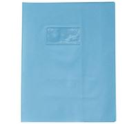 Calligraphe 72010C - Grain Leather Notebook Protector Light Blue - Dimensions: 17x22 cm - 22/100th with Label Holder - PVC Opaque - Manufactured in France