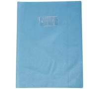 Calligraphe 72210C - Light Blue Grain Leather Notebook Protector - Size: A4 21x29.7 cm - 22/100th with Label Holder - PVC Opaque - Manufactured in France