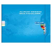 Calligraphe 7556C A Multicolour Stapled Drawing Album (a Clairefontaine Brand) - Landscape Format 32x25 cm - 48 Plain Coloured Pages (12 Pages x 4 Colours) - 80 g Paper - Offset Card Cover
