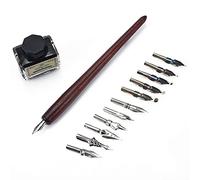 Calligraphy Dip Pen Set,English Calligraphy Wooden Dip Pen Handcrafted Calligraphy Set with 11 Different Style Nibs, Writing Ink and Fountain Pen Stationery Gift Box